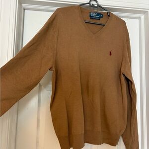 Ralph Lauren Men's Tan V-Neck Sweater
